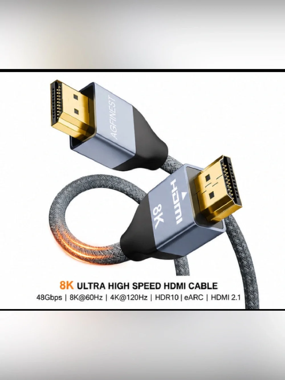 8K Ultra High Speed HDMI Cable - Gray with Gold Connectors